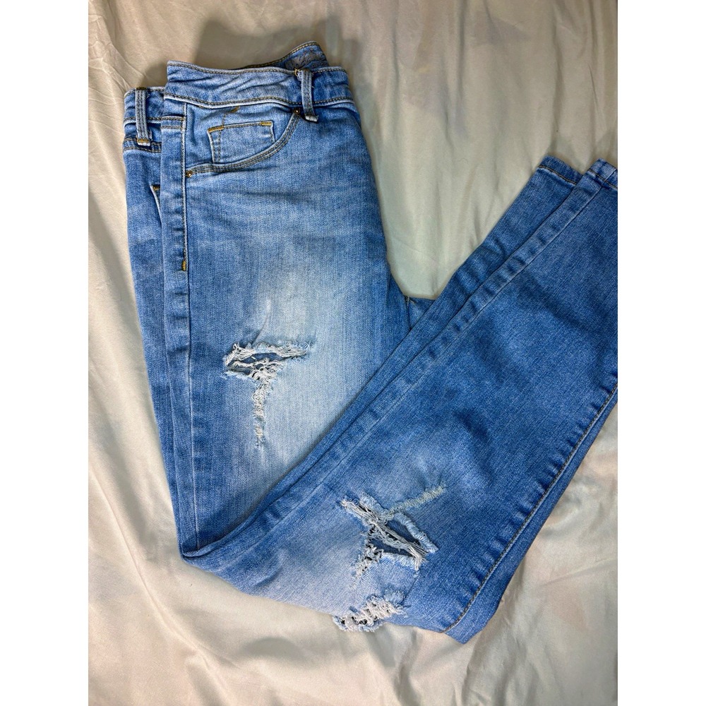 Mossimo High Rise Slim Jegging Jeans Womens Size 6 Blue Light Wash Distressed